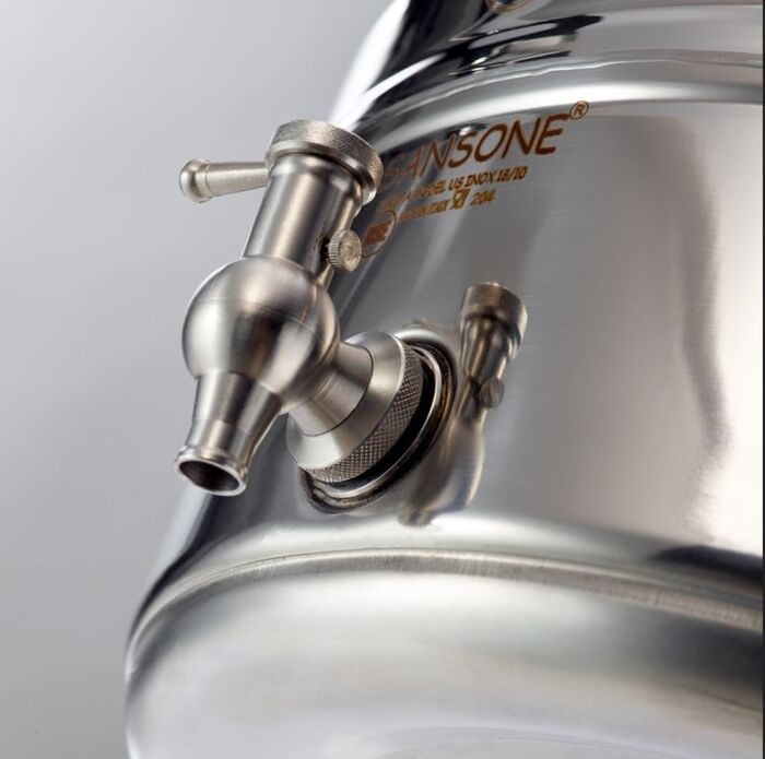 מיכל נירוסטה לשמן זית – 15 ליטר פרימיום + מעמד